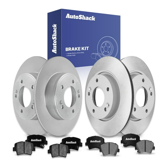 AutoShack Front & Rear Brake Rotors Ceramic Brake Pads | Replacement For 2016 Hyundai Veloster 1.6L FWD | Coated | 12-PC Brake Kit | ArmorStop