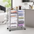 thumbnail image 2 of Costway 15 Drawer Art & Craft Rolling Storage Cart Tools Scrapbook Paper Office School Organizer Clear, 2 of 10
