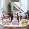 thumbnail image 3 of Spring Gnomes Round Area Rug 6Ft Washable Circle Rugs for Bathroom Office, Botanical Rose Flower Leaves Butterfly Non-Slip Carpet Floor Mats Indoor Outdoor Carpet Runner Aesthetic Home Decor, 3 of 8