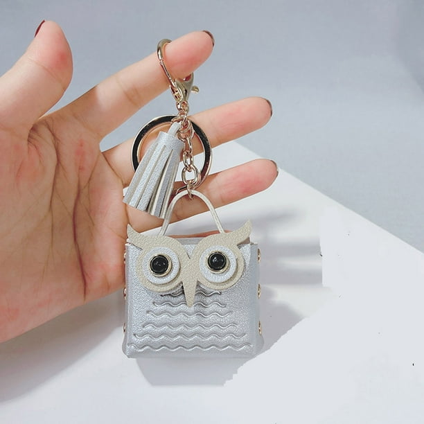 Wmhnj Llavero con borla de bho, accesorio de cuero y metal para bolsos y llaves