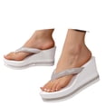 thumbnail image 1 of Platform Slide Sandals with Rhinestone Comfortable Summer Toe Post Slippers Thick Sole Stylish Casual Non Slip, 1 of 7