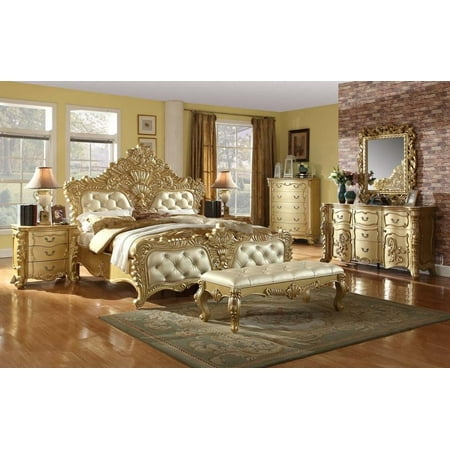 Meridian Zelda King Size Bedroom Set 7pcs In Rich Gold Traditional Meridian Zelda King Size Bedroom Set 7pcs In Rich Gold Traditional Style