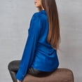 thumbnail image 3 of Vedolay Womens Shirts Elegant Long Sleeve Blouse Shirt Top Chiffon Blouse Blue,XL, 3 of 5
