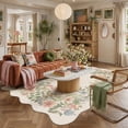 thumbnail image 7 of BERTHMEER 5'X7' Scalloped Washable Area Rugs for Living Room Vintage Soft Beige Bedroom Floral Farmhouse Dining Room Oriental Traditional Low-Pile Non-Slip Flower Carpets, 7 of 7