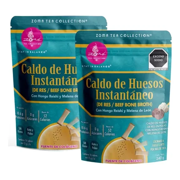 2 Pack Caldo De Huesos De Res En Polvo Zoma Tea De 240g