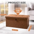 thumbnail image 3 of 30 Inches Storage Ottoman Bench, Foldable Foot Rest with Rivet Design, 15 x 30 x 15 Inches, End of Bed Bench Footstool, Storage Chest, Load up to 330 lb, for Living Room, Bedroom, Entryway, Oak Brown, 3 of 10