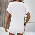 thumbnail image 4 of Delayuji Womens Knit Tops 2025 Spring Summer V Neck Shirts Casual Trendy Women's Blouses Basic Tee White L Polyester Short Sleeve Shirts for Women, 4 of 5