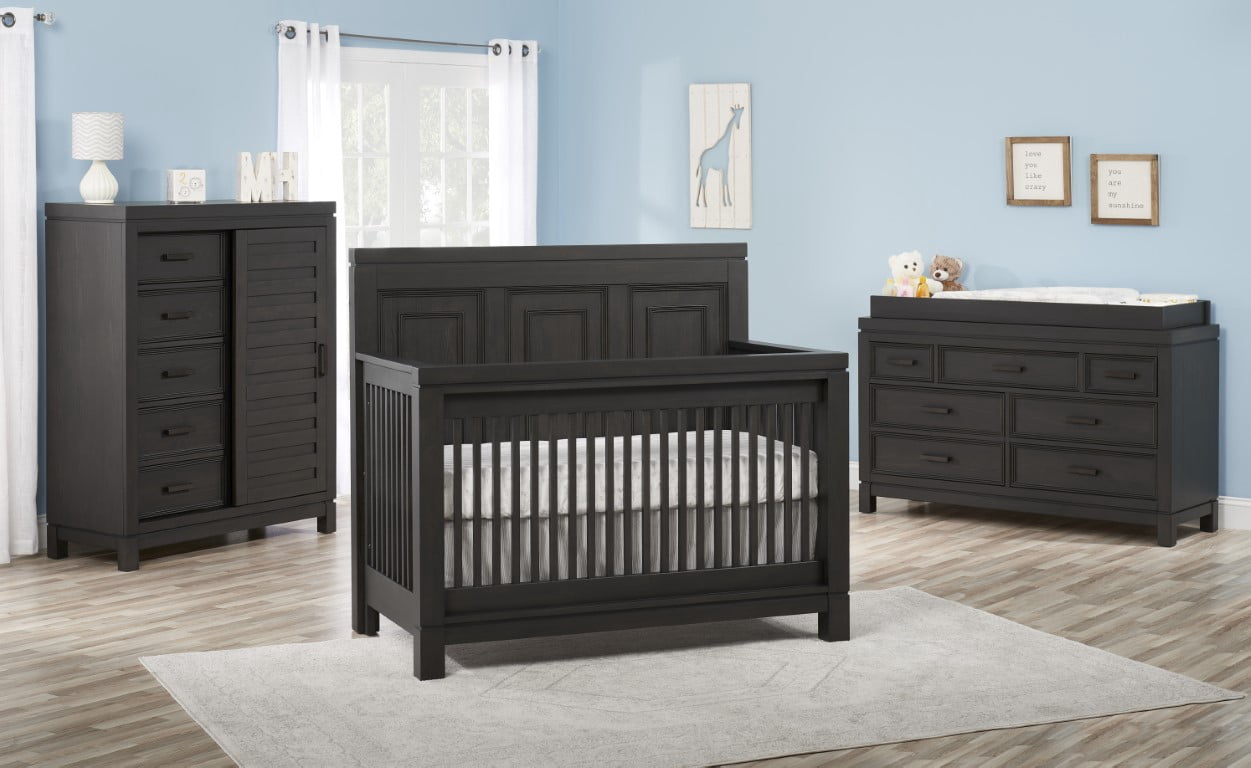 Soho Baby Manchester 4-in-1 Convertible Crib, Black Iron, GreenGuard Gold Certified