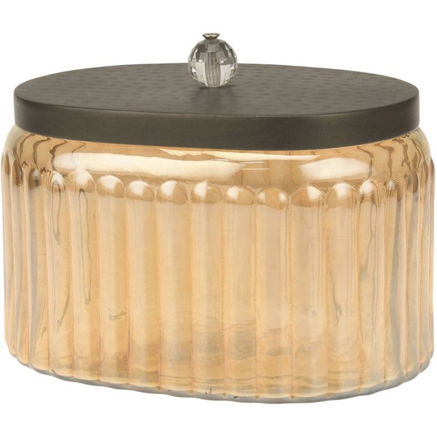 Stonebriar Collection Decorative Amber Glass Canister with Hammered