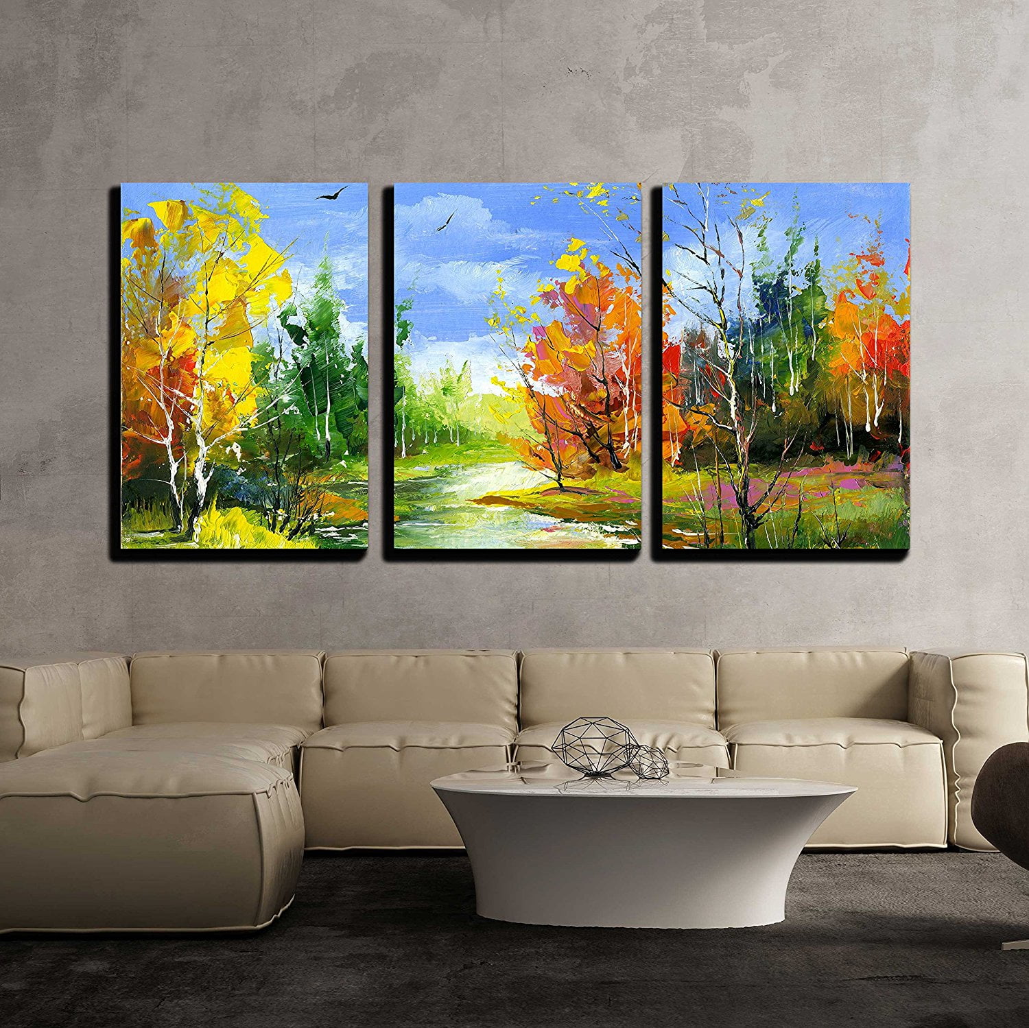 Wall26 3 Piece Canvas Wall Art the Autumn Landscape Executed by Oil