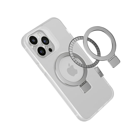 For iPhone 15 Plus Skin Touch Feel HQ [Magnetic Circle] Kickstand Hybrid - Matte Clear