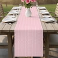 thumbnail image 4 of Pink Geometric Table Runner - 120 Inch Long Modern Minimalism Solid Color Striped Cotton and Linen Blended Dress Scarves Farmhouse Table Runner for Kitchen Dining, Coffee Table, 13" x 120", 4 of 8