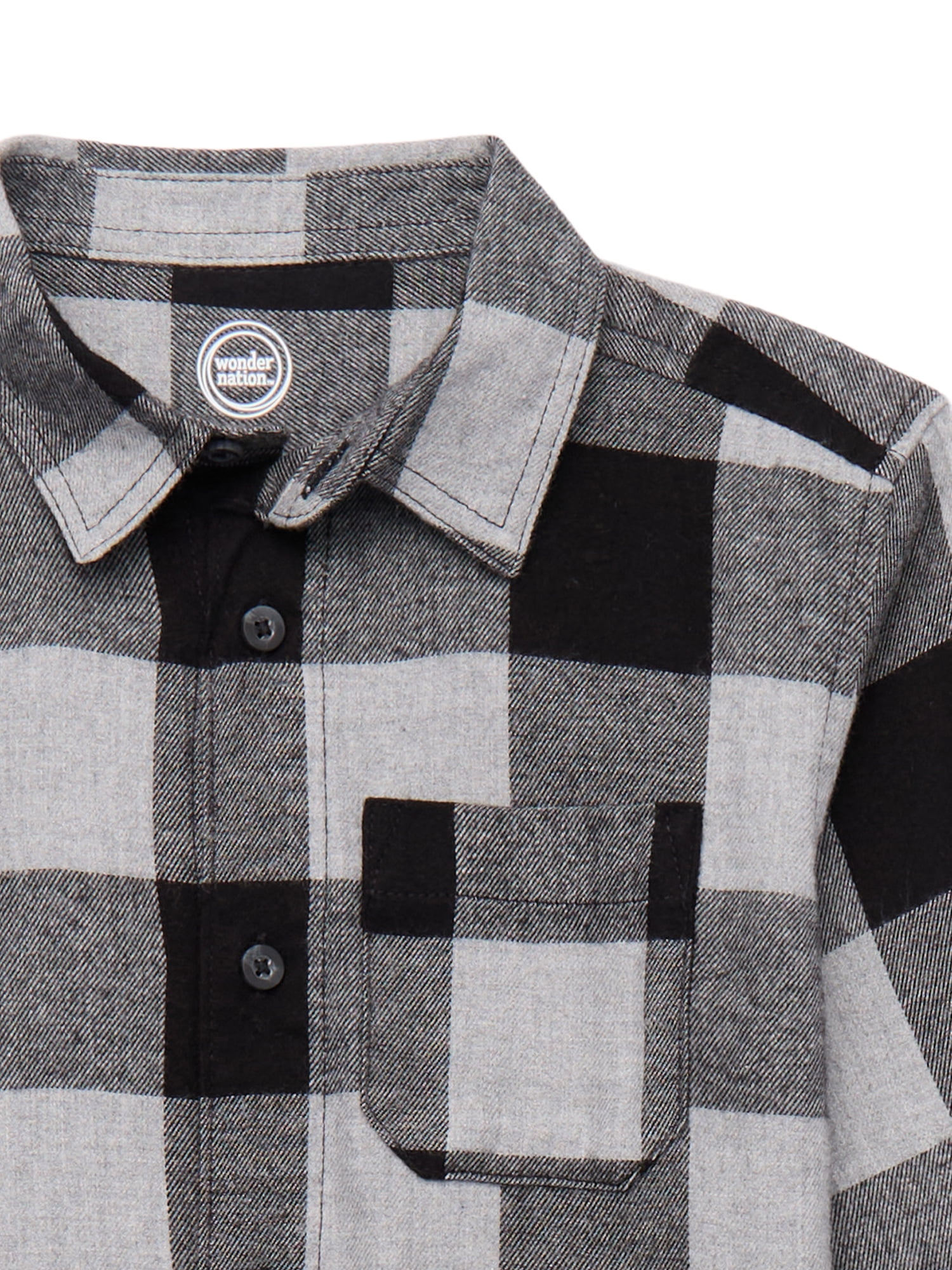 Wonder Nation Boys Flannel Shirt, Sizes 4-18 & Husky