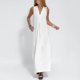 thumbnail image 5 of Vestido largo sin mangas con cuello en V para mujer: color liso, estilo boho, abertura delantera, mezcla de poliéster y spandex, largo hasta el tobillo, para verano, 5 of 8