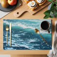 thumbnail image 2 of Teal Blue Beach Coastal Placemats Set of 6 Nautical Abstract Watercolor Place Mats Indoor Wipeable Table Mats Washable Cloth Dining Table Placemats for Kitchen Holiday Party Home Decor 13x19 Inch, 2 of 9