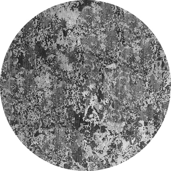 Ahgly Company Machine Washable Indoor Round Oriental Gray Industrial Area Rugs, 3' Round