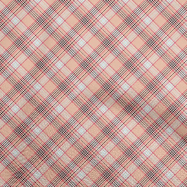 oneOone Rayon Peach Fabric Check Sewing Craft Projects Fabric Prints By Yard 56 Inch Wide
