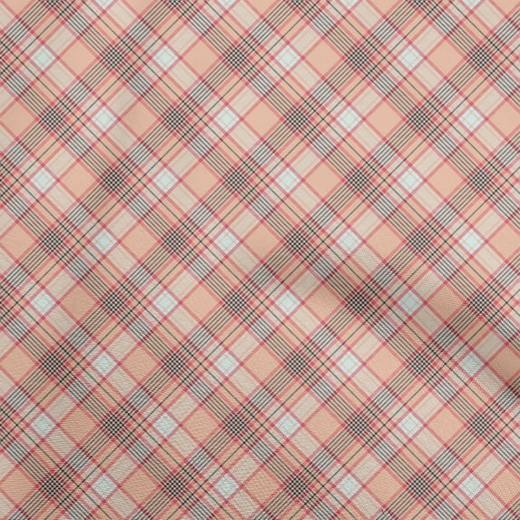 oneOone Velvet Peach Fabric Check Sewing Craft Projects Fabric Prints By Yard 58 Inch Wide