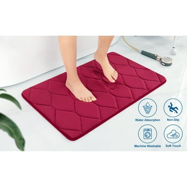 Yafa Home Fashion 1pc:17" X 24" Bath Rug, Memory Foam; Water Absorbent & Non-Slip Bathmats(Burgundy)