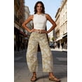 thumbnail image 5 of sicmoss Women's Yellow Cotton Printed Mid Rise Baggy Barrel Jeans Wide Leg Y2K Patchwork with Pockets, 5 of 7