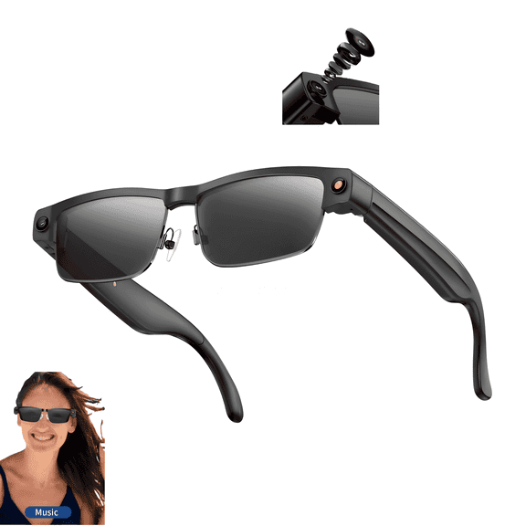 Ai Smart Bluetooth Glasses with  1080P HD Camera-AI Voice/ChatGPT, Open-Ear Audio/Call/Music, ANC Mic, UV Protection, WiFi/Translation 144Language for Men Women