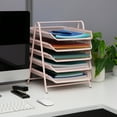 thumbnail image 3 of Mind Reader 5-Tier Paper Tray, Desktop Organizer, File Storage, Workspace, Office, Metal, Pink, 3 of 9