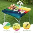 thumbnail image 4 of Colorful Tie Dye Wave Pattern Square Fitted Tablecloth with Elastic Edge,Square Table Cover,Washable Elastic Table Cover for Home Kitchen Party Decor 36"x36", 4 of 6
