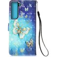 thumbnail image 3 of Compatible with Samsung Galaxy S23 Plus Wallet Case Leather with Card Holder Stand 3D Cute Painted Effect Design Flip Full Protection Phone Case for Samsung Galaxy S23 Plus Gold Butterfly YB, 3 of 9