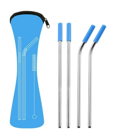 

uyhgjm Ludlz Metal Stainless 4pcs Ultra Long Reusable Metal Drinking For Tall Tumblers Silicone Tips Cover Stainless Straight Bent Drinking