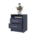 thumbnail image 3 of JERFIT Modern Nightstand with 2 Drawers and Open Shelf, Navy Blue Bedside Table with Scratch-Resistant Melamine Surface, Small Bedroom Storage Cabinet, 3 of 8