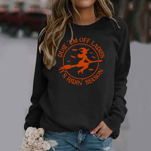 Qiopertar Mode Femmes T-Shirt à Manches Longues Col Rond Imprimé Chandail en Molleton Blouse Hauts Liquidation Livraison Gratuite à Moins de 5$ jusqu'à 90 % de Réduction
