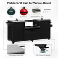 thumbnail image 5 of K&K 66.5" Outdoor Kitchen Island Grill Cart, Solid Wood, Stainless Steel Top, for Big Green Egg & Kamado Joe, Black, 5 of 27