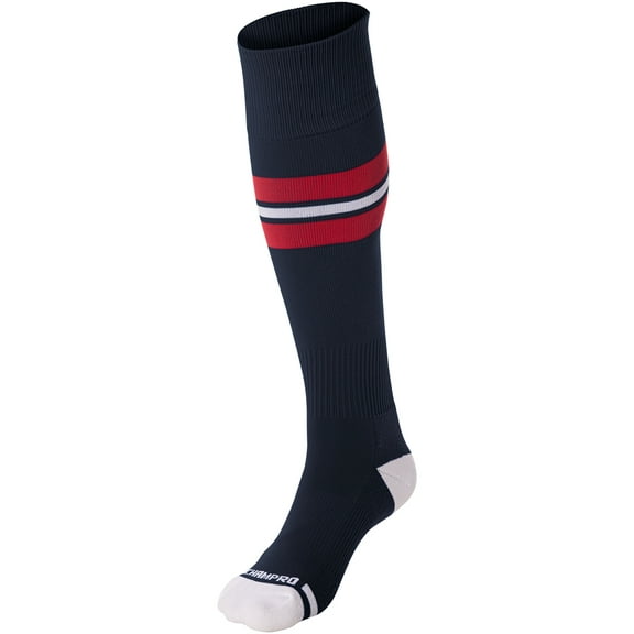 Striped Baseball Sock - NAVY, SCARLET, WHITE - M