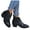 Black, variant on Women's Ankle Boots Mid Stack Heel Pointed Toe Faux Suede Dress Slip On Short Booties
