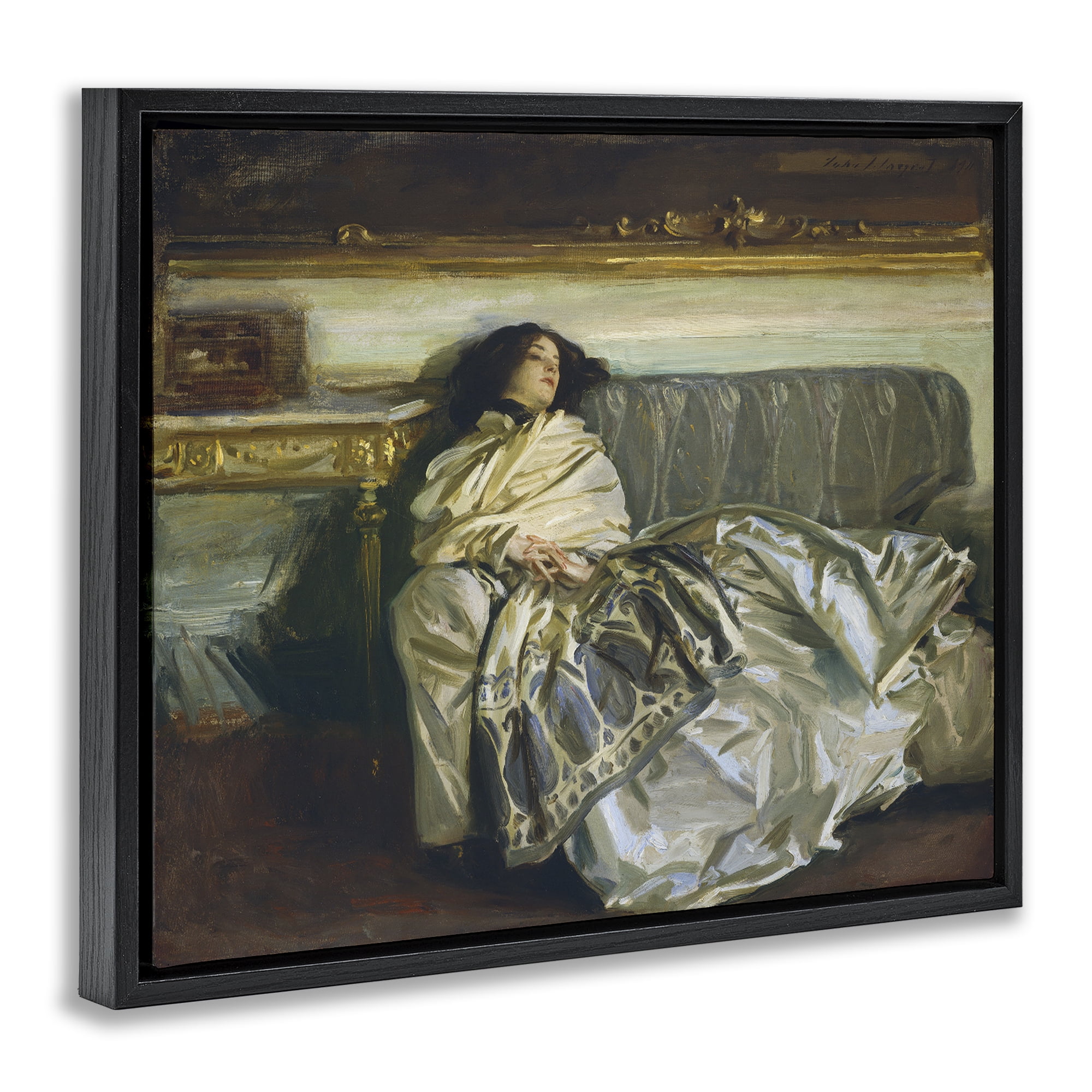 Stupell Industries Restful Woman Classic Black Framed Floater Canvas Wall Art, design by Lil' Rue
