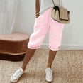 thumbnail image 4 of Glisme Casual Pants For Women Fashion Solid Large Pocket Elastic Capris Pants Pink Trousers Regular Fit, 4 of 9