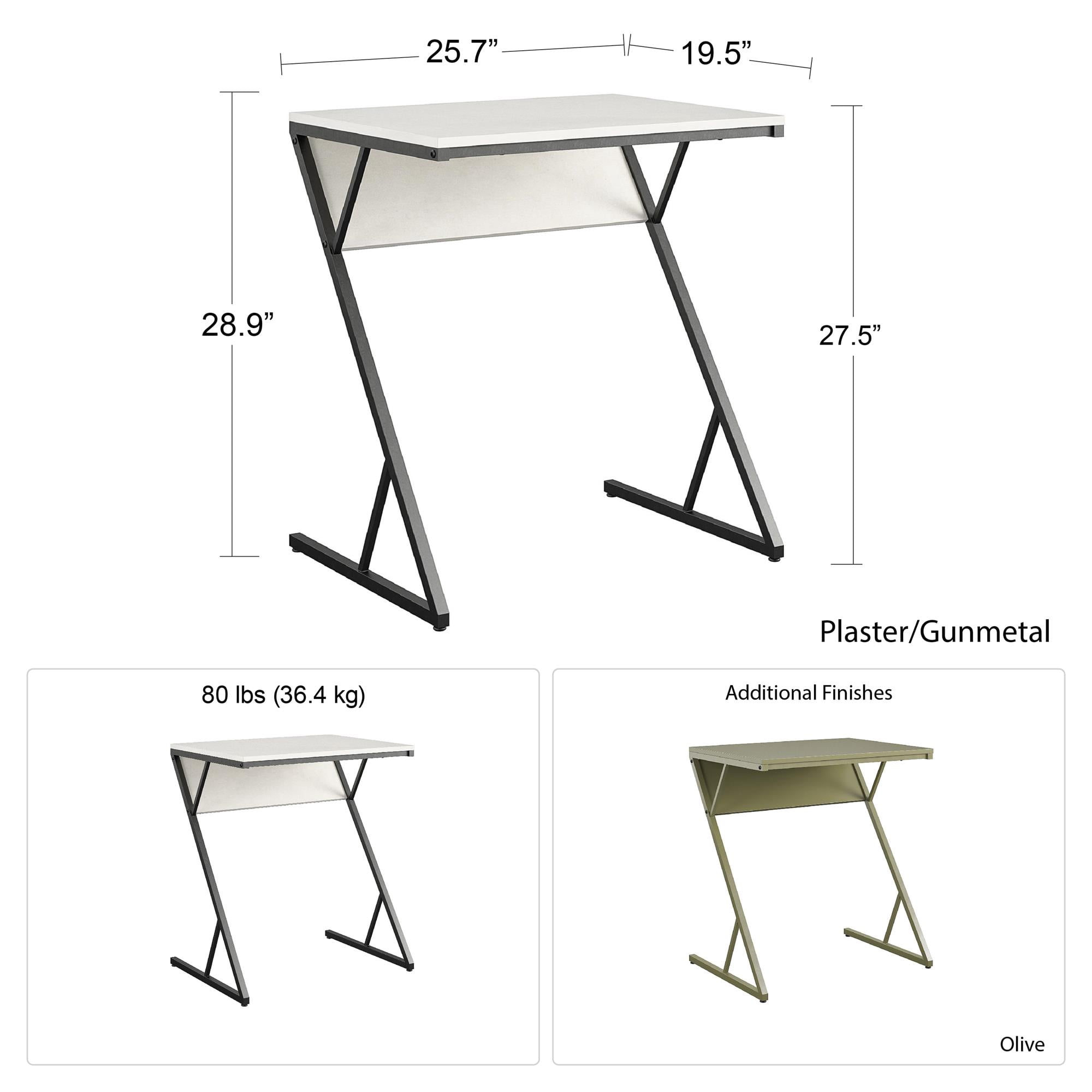 Novogratz Regal Laptop Couch Desk & Accent Table, Plaster/Gunmetal