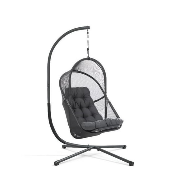 Greemotion 2-Piece Outdoor Foldable Mesh Fabric & Metal Swing Set in Dark Gray