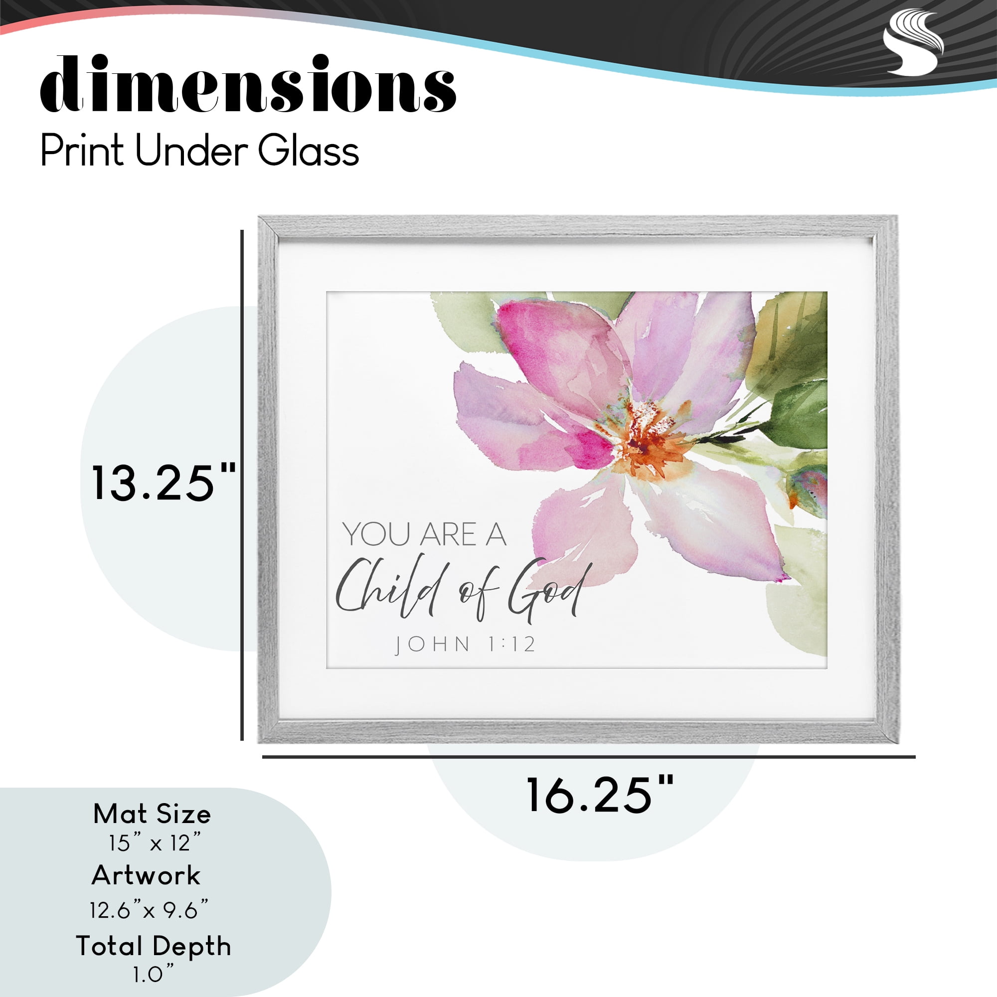 Stupell Industries Child Of God Pink Flower Gray Framed Print Under Glass, design by Lanie Loreth