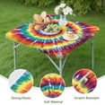 thumbnail image 4 of Colorful Rainbow Tie Dye Spiral Pattern Square Fitted Tablecloth with Elastic Edge,Square Table Cover,Washable Elastic Table Cover for Home Kitchen Party Decor 36"x36", 4 of 6