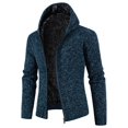 thumbnail image 3 of Chaqueta tipo cárdigan de punto con cremallera y forro polar grueso para hombre de invierno, 3 of 5