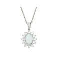 thumbnail image 1 of Created Opal and White Sapphire Sterling Silver Oval Halo Pendant, 18", 1 of 1