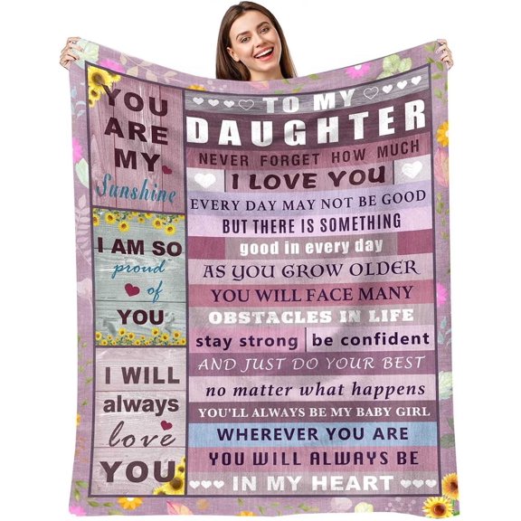 Daughter Gift from Mom Dad,to My Daughter Blanket from Mom/Dad 60"x50",Gifts for Daughter from Mothers Father,Birthday Gifts for Daughter,Christmas Graduation Gifts for Grown Daughter