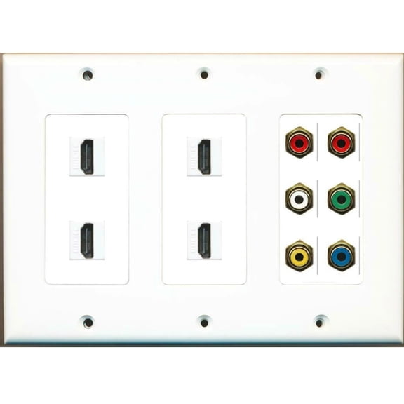 Ultra Spec Cables 3 Gang 4 HDMI 6 RCA Red/White/Yellow Red/Green/Blue Wall Plate
