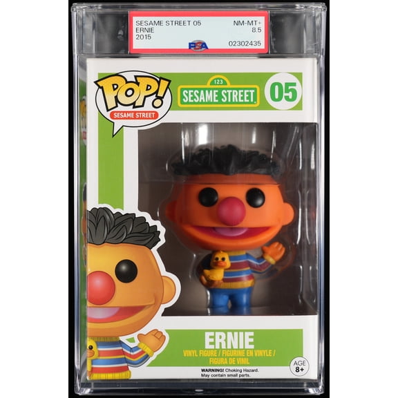 Sesame Street, PSA Graded 8.5 NM-MT , Ernie Collectible Vinyl Figure #05, Fully Encapsulated Bundle with Compatible Funko Pop! PSA Hard Protector Case