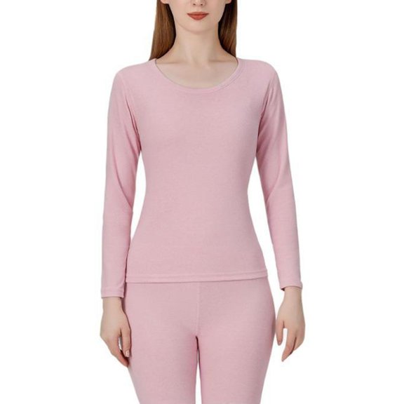 Seductiva Items Thermal Underwear for Women Long Wool and Silk Warm Underwear Set Autumn Clothes and Pants with Thick Velvet Base Layer Top & Bottom Long Johns