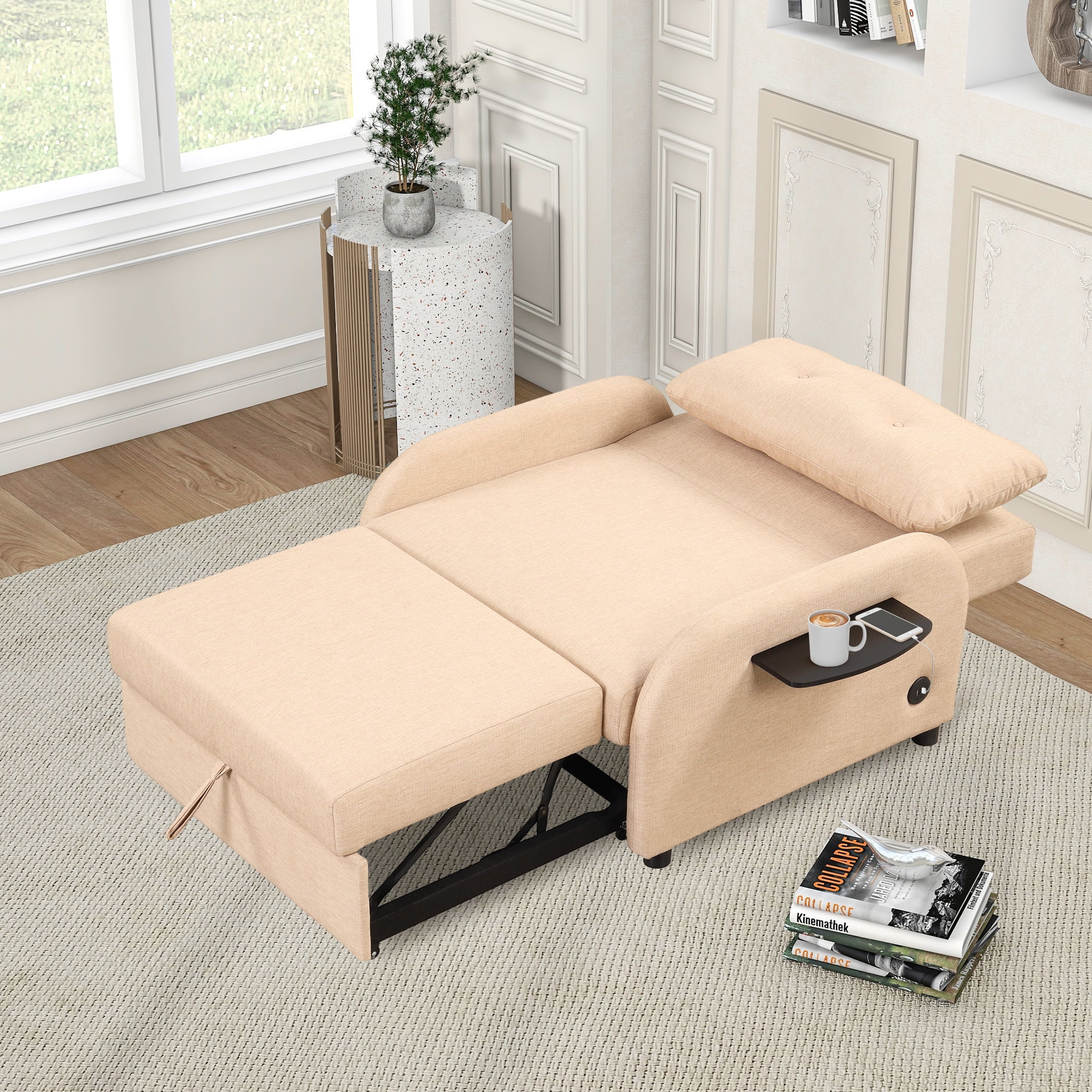 EUROCO 3-in-1 Sofa Bed Chair, 34.7"W Convertible Sleeper Chair Bed,Adjust Backrest Into a Sofa,Lounger Chair,Single Bed,Modern Chair Bed Sleeper for Adults