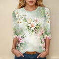 thumbnail image 4 of Towmus Womens Summer Tops 3/4 Sleeves T-Shirts Round Neck Cute Tunic Tops Basic Tees Blouses Loose Fit Pullover Shirt Dressy Tops for Women, 4 of 5