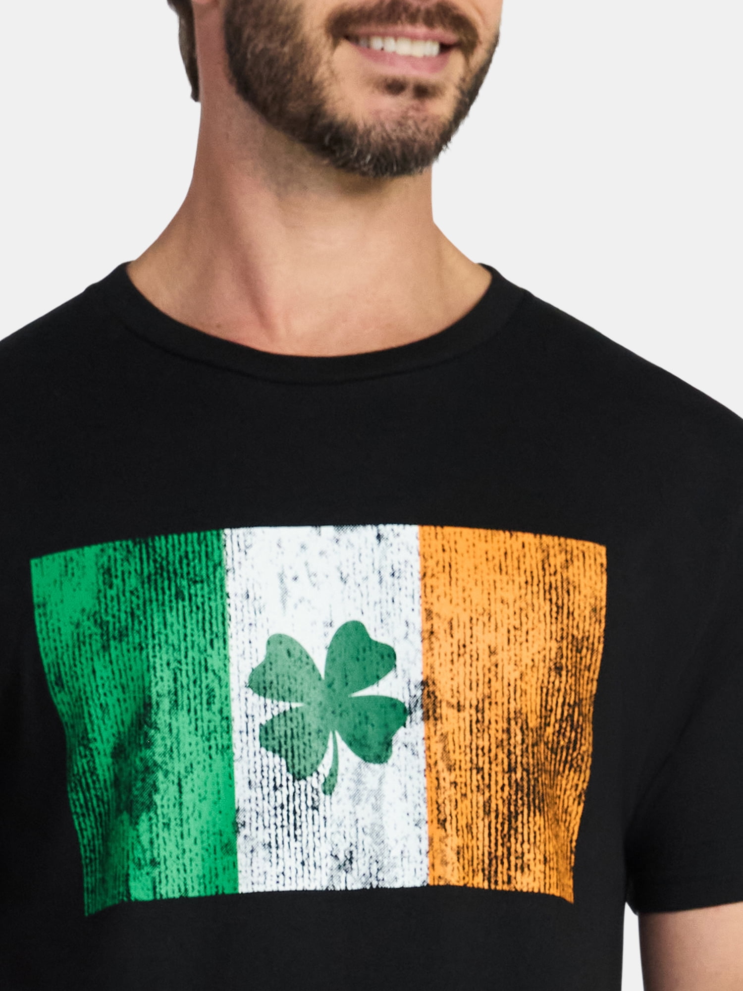Saint Patrick's Day Men's Ireland Flag Clover Graphic Tee by Way to Celebrate, Sizes XS-5XL