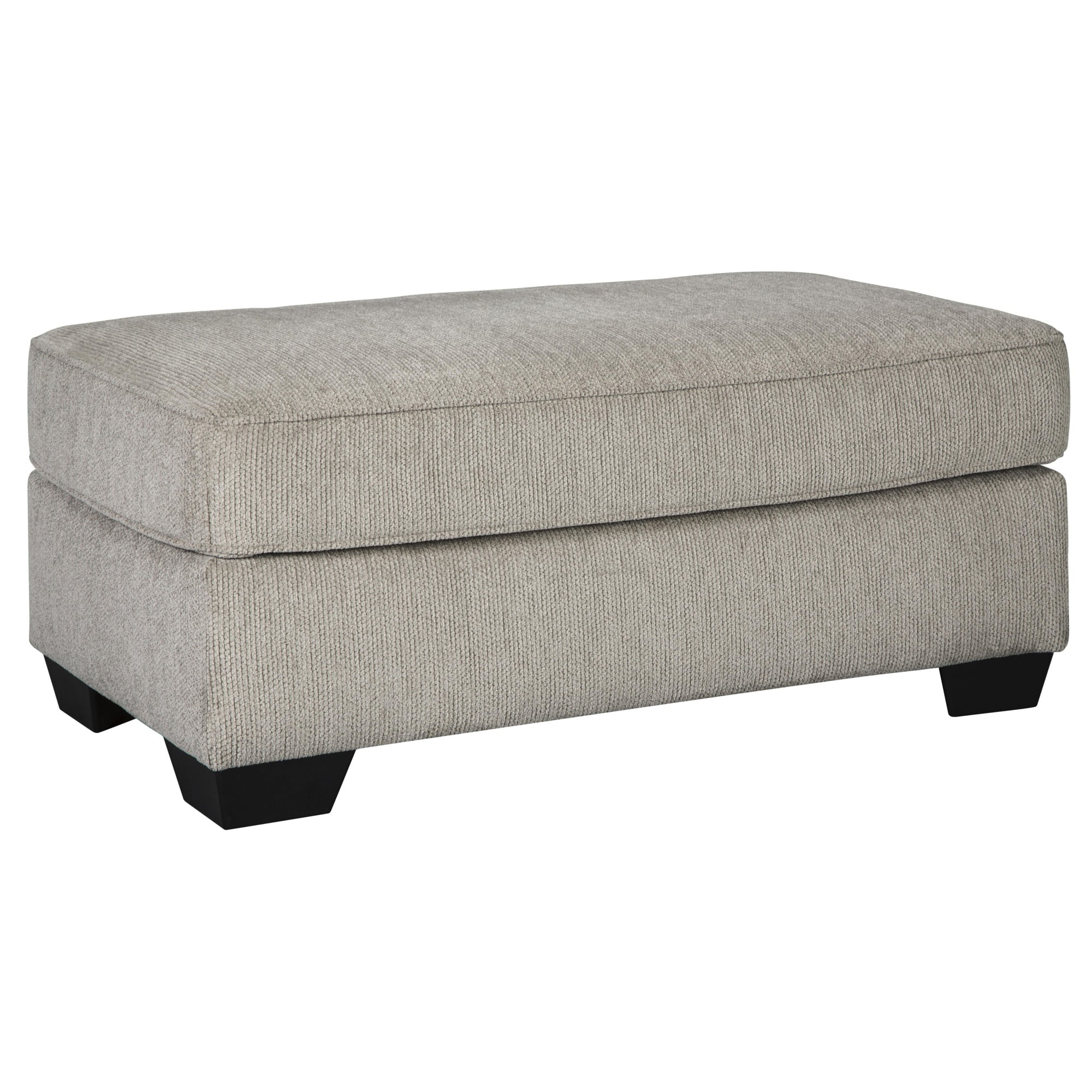 Rectangular Wooden Ottoman with Textured Fabric Upholstery, Gray